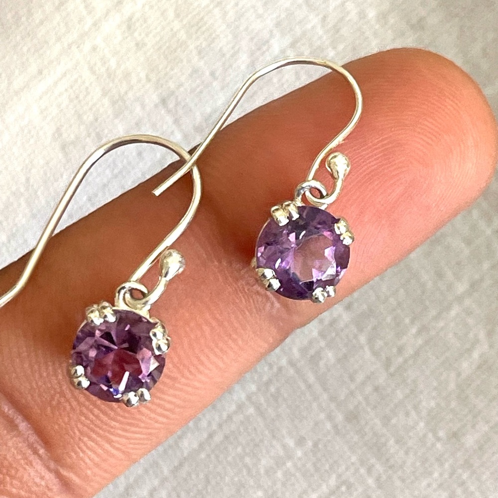 925 Sterling Silver Amethyst Dangle Earrings! VIBES “Spring&summer” - Picture 5 of 15